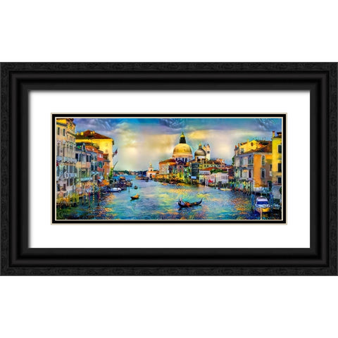 Venice Italy Grand Canal and La Salute Black Ornate Wood Framed Art Print with Double Matting by Gavidia, Pedro