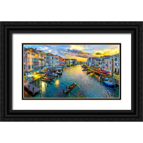 Venice Italy Grand Canal Black Ornate Wood Framed Art Print with Double Matting by Gavidia, Pedro