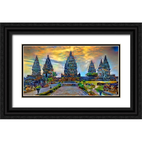 Yogyakarta Indonesia Prambanan temple Black Ornate Wood Framed Art Print with Double Matting by Gavidia, Pedro