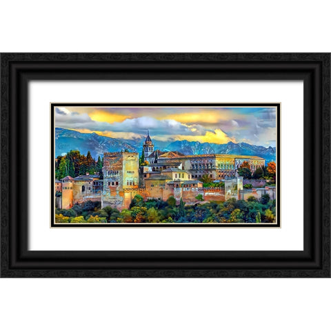 Granada Spain La Alhambra Black Ornate Wood Framed Art Print with Double Matting by Gavidia, Pedro