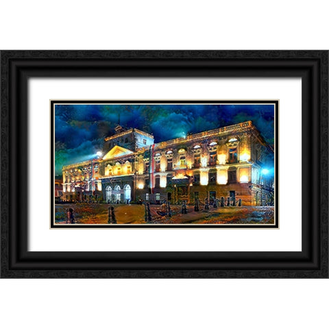 Mexico City Palace of Mines Night Black Ornate Wood Framed Art Print with Double Matting by Gavidia, Pedro
