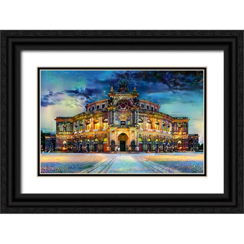 Germany Dresden Semperoper Opera House Black Ornate Wood Framed Art Print with Double Matting by Gavidia, Pedro
