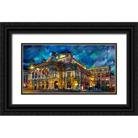 Vienna Austria Opera House Black Ornate Wood Framed Art Print with Double Matting by Gavidia, Pedro