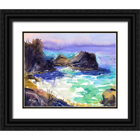 Beach Cove Black Ornate Wood Framed Art Print with Double Matting by Randy Noble Fine Art