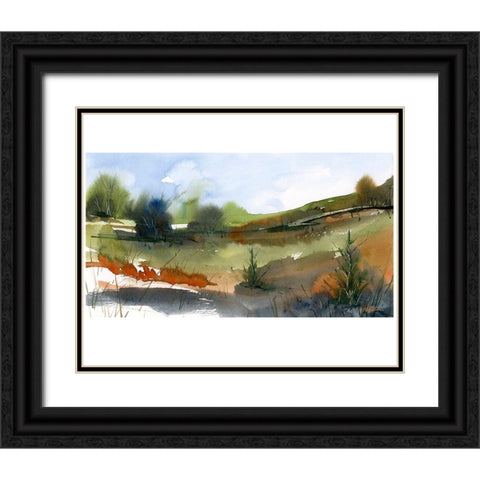 Green Valley Black Ornate Wood Framed Art Print with Double Matting by Randy Noble Fine Art