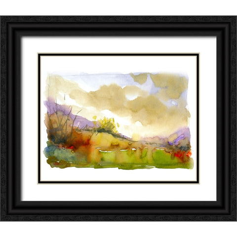 Purple Mountains Black Ornate Wood Framed Art Print with Double Matting by Randy Noble Fine Art