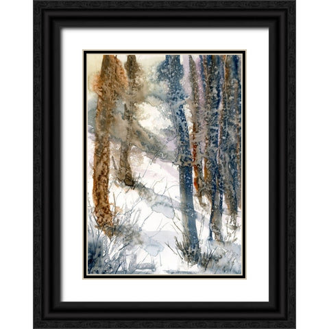 Forest Snow Black Ornate Wood Framed Art Print with Double Matting by Randy Noble Fine Art