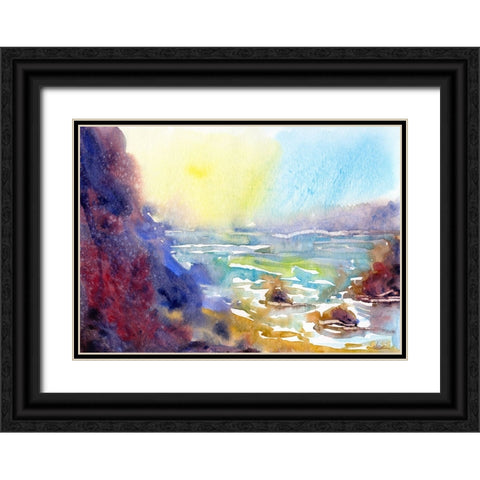 Ocean Morning Black Ornate Wood Framed Art Print with Double Matting by Randy Noble Fine Art