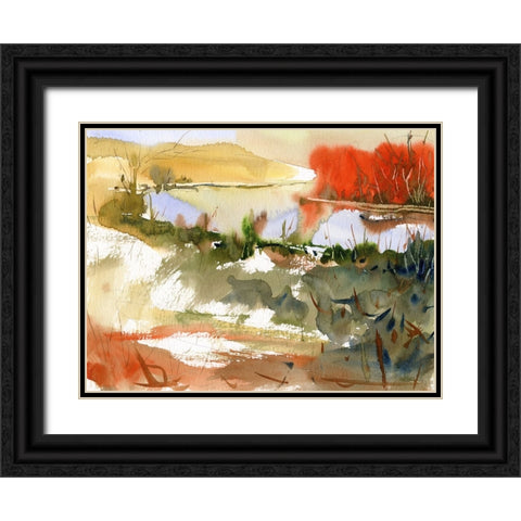 Sunrise Lake Black Ornate Wood Framed Art Print with Double Matting by Randy Noble Fine Art