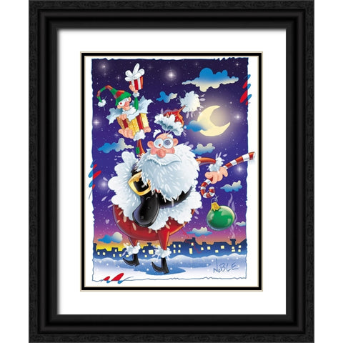 Santas Gift Black Ornate Wood Framed Art Print with Double Matting by Randy Noble Fine Art