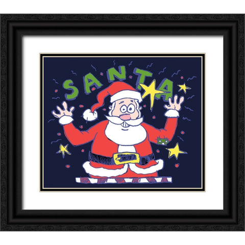 Santas Big Day Black Ornate Wood Framed Art Print with Double Matting by Randy Noble Fine Art
