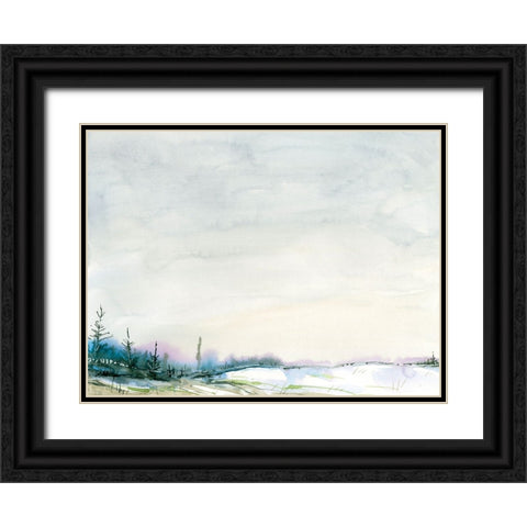 Winter Hike Black Ornate Wood Framed Art Print with Double Matting by Randy Noble Fine Art