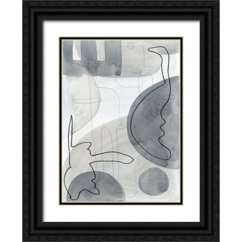 Lines Mingle Black Ornate Wood Framed Art Print with Double Matting by Randy Noble Fine Art