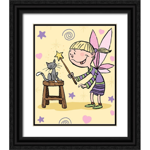 Magic Cat Black Ornate Wood Framed Art Print with Double Matting by Randy Noble Fine Art