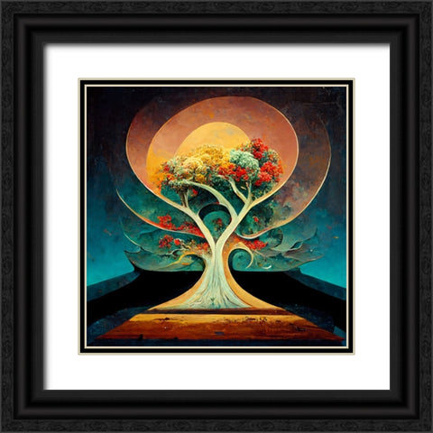 A001 Tree Of Life Black Ornate Wood Framed Art Print with Double Matting by Heere, Ray