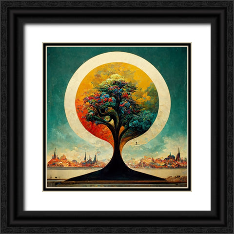 A003 Tree Of Life Black Ornate Wood Framed Art Print with Double Matting by Heere, Ray