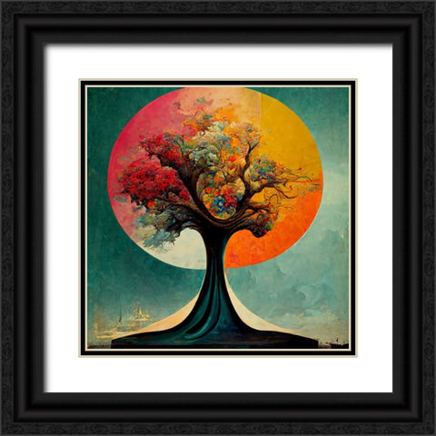 A005 Tree Of Life Black Ornate Wood Framed Art Print with Double Matting by Heere, Ray