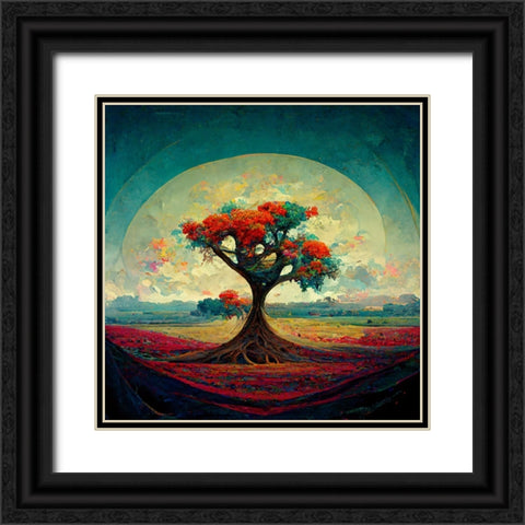 A006 Tree Of Life Black Ornate Wood Framed Art Print with Double Matting by Heere, Ray