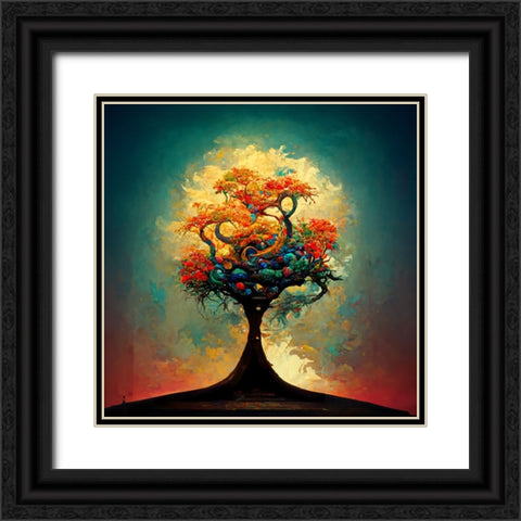 A007 Tree Of Life Black Ornate Wood Framed Art Print with Double Matting by Heere, Ray
