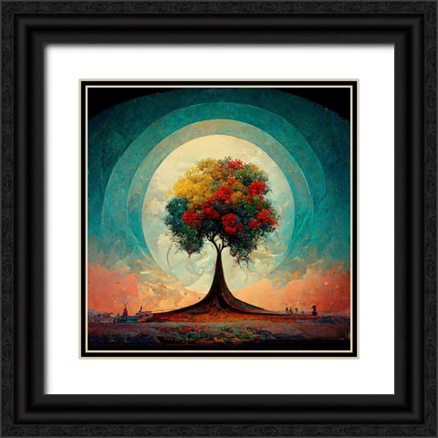A008 Tree Of Life Black Ornate Wood Framed Art Print with Double Matting by Heere, Ray