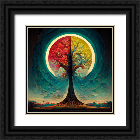 A009 Tree Of Life Black Ornate Wood Framed Art Print with Double Matting by Heere, Ray