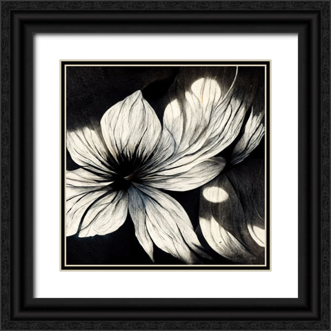 B001 Flowers Black White Black Ornate Wood Framed Art Print with Double Matting by Heere, Ray