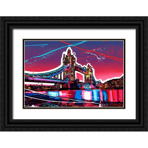 C001 Colorful Cityview Tower Bridge London Black Ornate Wood Framed Art Print with Double Matting by Heere, Ray
