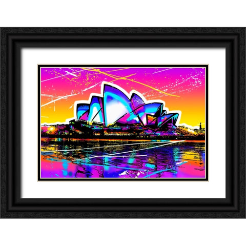 C002 Colorful Cityview Sidney Opera House Black Ornate Wood Framed Art Print with Double Matting by Heere, Ray