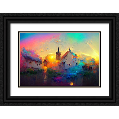 D002 Medieval Landscapes Black Ornate Wood Framed Art Print with Double Matting by Heere, Ray