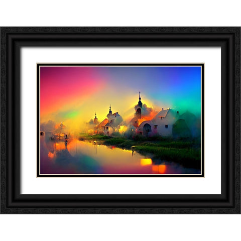 D003 Medieval Landscapes Black Ornate Wood Framed Art Print with Double Matting by Heere, Ray