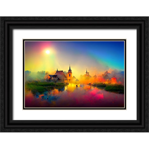 D004 Medieval Landscapes Black Ornate Wood Framed Art Print with Double Matting by Heere, Ray