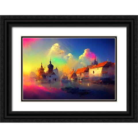 D005 Medieval Landscapes Black Ornate Wood Framed Art Print with Double Matting by Heere, Ray