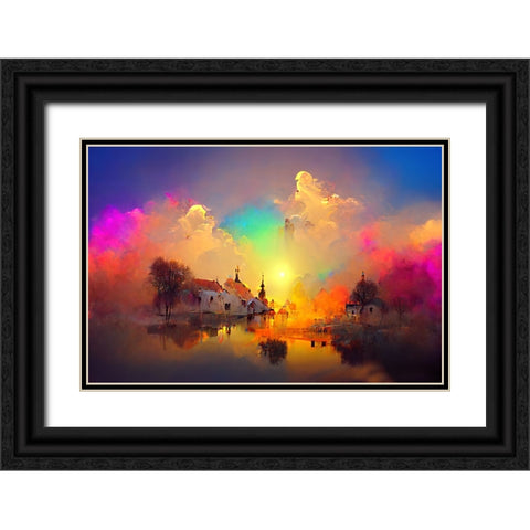 D006 Medieval Landscapes Black Ornate Wood Framed Art Print with Double Matting by Heere, Ray