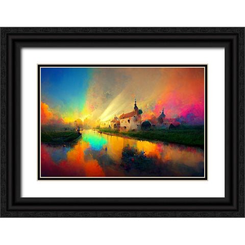 D007 Medieval Landscapes Black Ornate Wood Framed Art Print with Double Matting by Heere, Ray