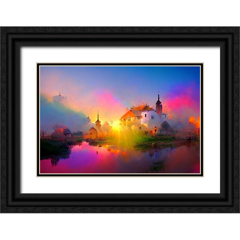 D008 Medieval Landscapes Black Ornate Wood Framed Art Print with Double Matting by Heere, Ray