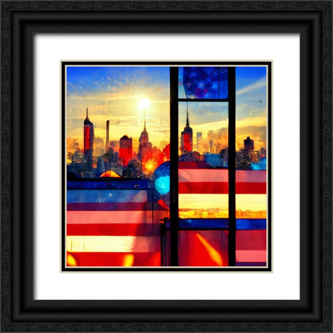 E006 New York Black Ornate Wood Framed Art Print with Double Matting by Heere, Ray
