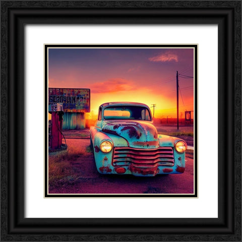 F002 Route 66 Black Ornate Wood Framed Art Print with Double Matting by Heere, Ray