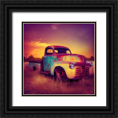 F005 Route 66 Black Ornate Wood Framed Art Print with Double Matting by Heere, Ray