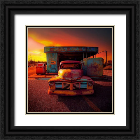 F006 Route 66 Black Ornate Wood Framed Art Print with Double Matting by Heere, Ray