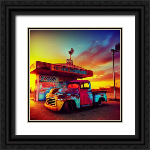 F009 Route 66 Black Ornate Wood Framed Art Print with Double Matting by Heere, Ray