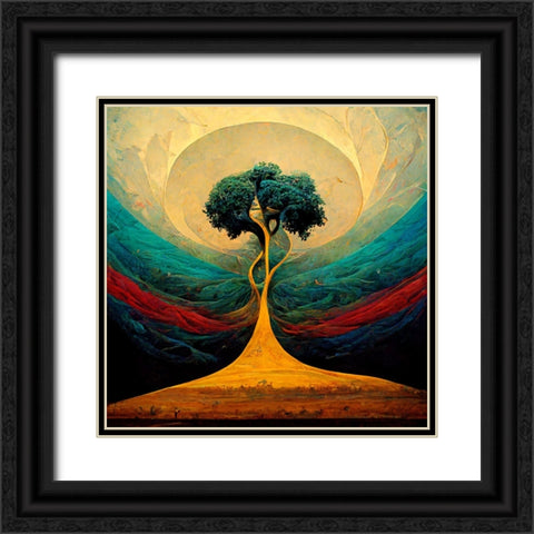 A014 Tree Of Life Black Ornate Wood Framed Art Print with Double Matting by Heere, Ray