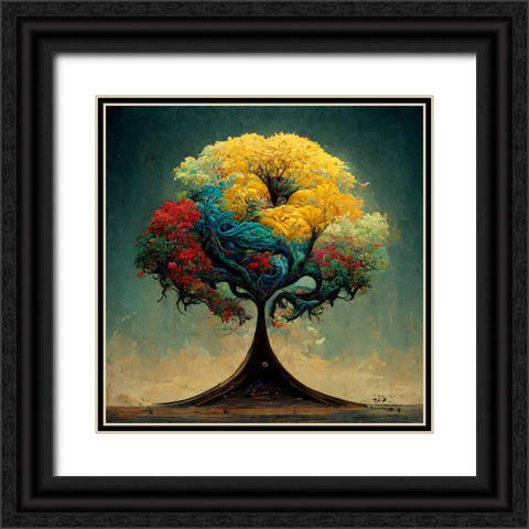 A016 Tree Of Life Black Ornate Wood Framed Art Print with Double Matting by Heere, Ray