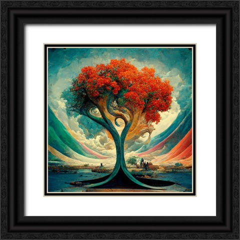 A018 Tree Of Life Black Ornate Wood Framed Art Print with Double Matting by Heere, Ray