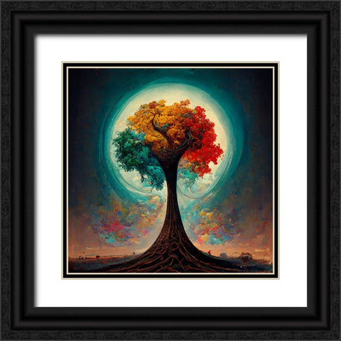 A020 Tree Of Life Black Ornate Wood Framed Art Print with Double Matting by Heere, Ray