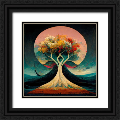 A022 Tree Of Life Black Ornate Wood Framed Art Print with Double Matting by Heere, Ray