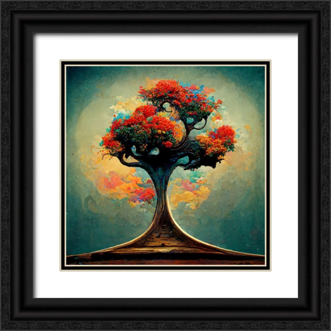 A023 Tree Of Life Black Ornate Wood Framed Art Print with Double Matting by Heere, Ray