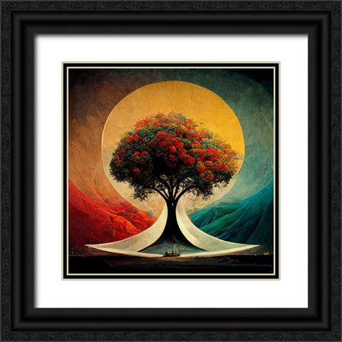 A024 Tree Of Life Black Ornate Wood Framed Art Print with Double Matting by Heere, Ray