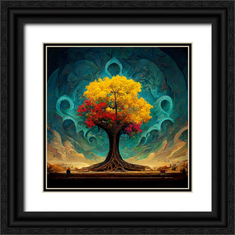 A026 Tree Of Life Black Ornate Wood Framed Art Print with Double Matting by Heere, Ray