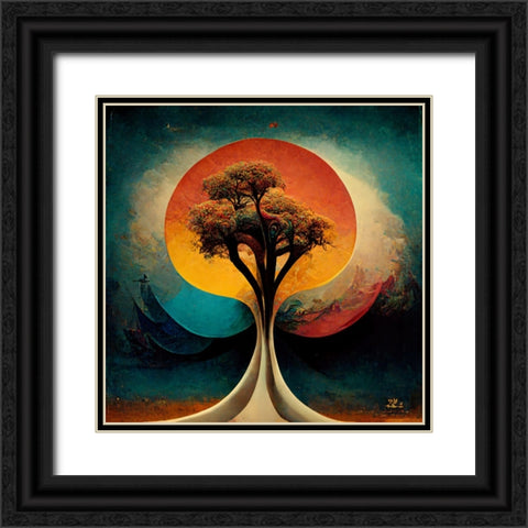 A028 Tree Of Life Black Ornate Wood Framed Art Print with Double Matting by Heere, Ray