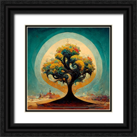 A031 Tree Of Life Black Ornate Wood Framed Art Print with Double Matting by Heere, Ray